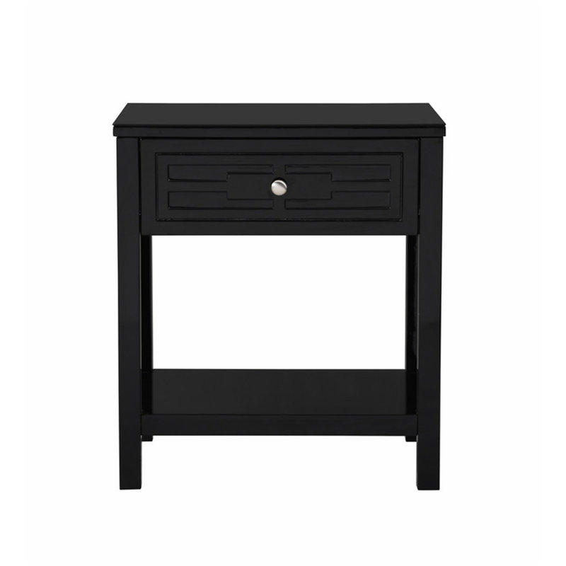 Table de bout en verre Bernathe, Noir