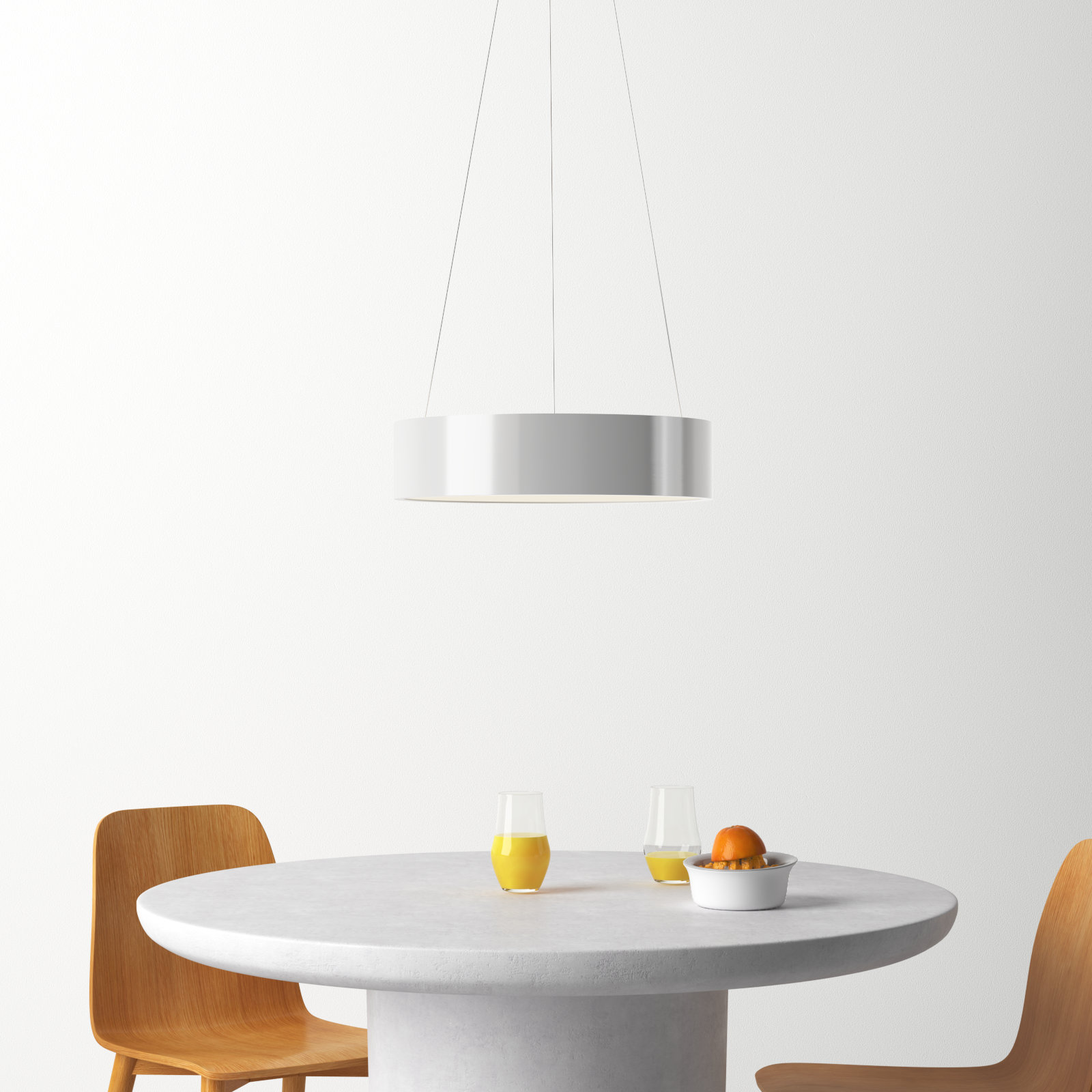 Romain Single Light Acrylic Dimmable LED Pendant, Brushed Aluminum, 4" H x 18" W x 18" D