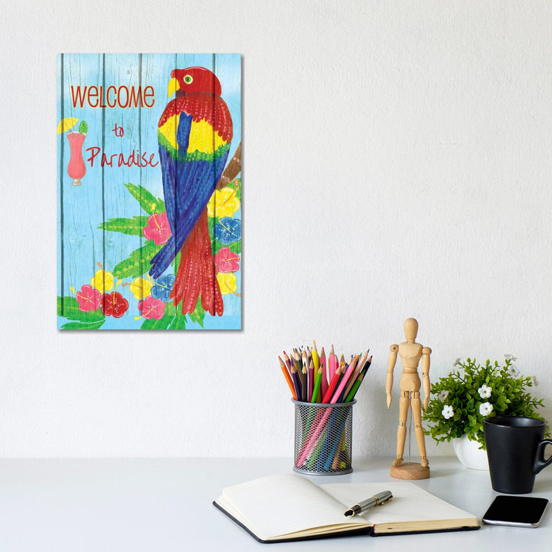 Parrot Party II by Andi Metz - Wrapped Canvas Painting, 20.32 cm H x 30.48 cm W