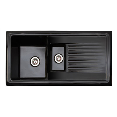 Reginox 1.5 Bowl Black Ceramic Kitchen Sink & Waste - RL 401 CB II