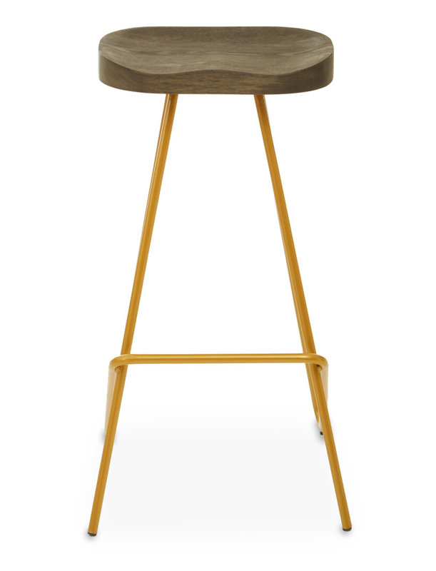 Counter Stool with Metal Frame, Brown/Gold