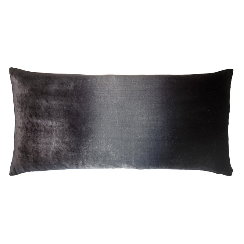 Ombre Velvet Rectangular Pillow Cover & Insert, Smoke, 12"H x 24"W