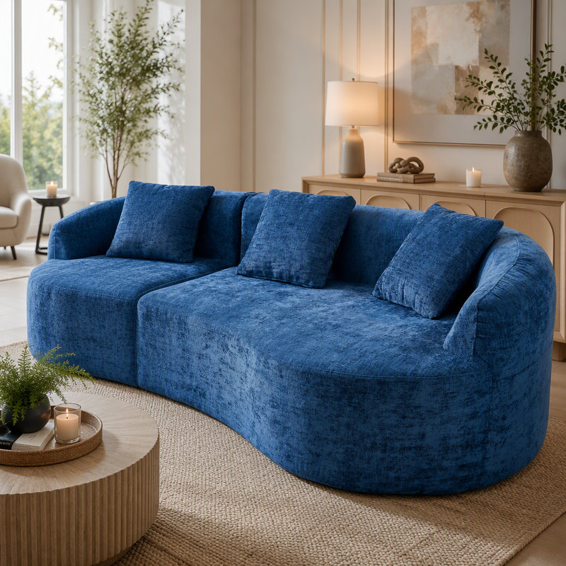 Canapé modulaire incurvé de 111 po pour le salon, canapé Cloud avec fauteuils désossés, canapé modulaire modulaire avec siège profond, aucun assemblage requis