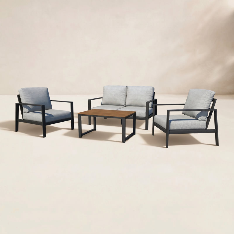 Ensemble de conversation Townsend avec coussins Sunbrella®, Toile granit Sunbrella®, Acajou