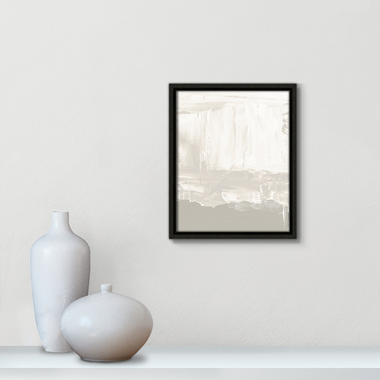 Taupe Abstract - Floater Frame Print on Canvas, 11.5" H x 9.5" W, Espresso