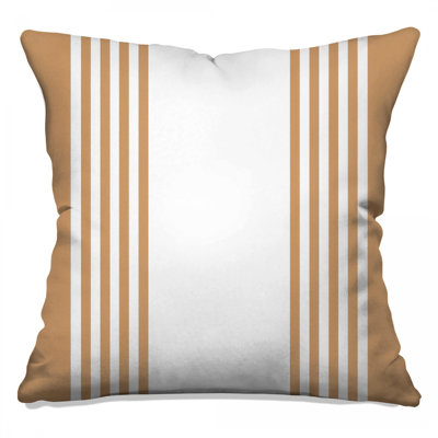 Beige White Stripes Double Sided Throw Pillows