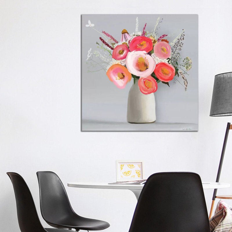 Floral In Vase II by Leah Straatsma - Wrapped Canvas Painting, 66.04 cm H x 66.04 cm W x 1.91 cm D