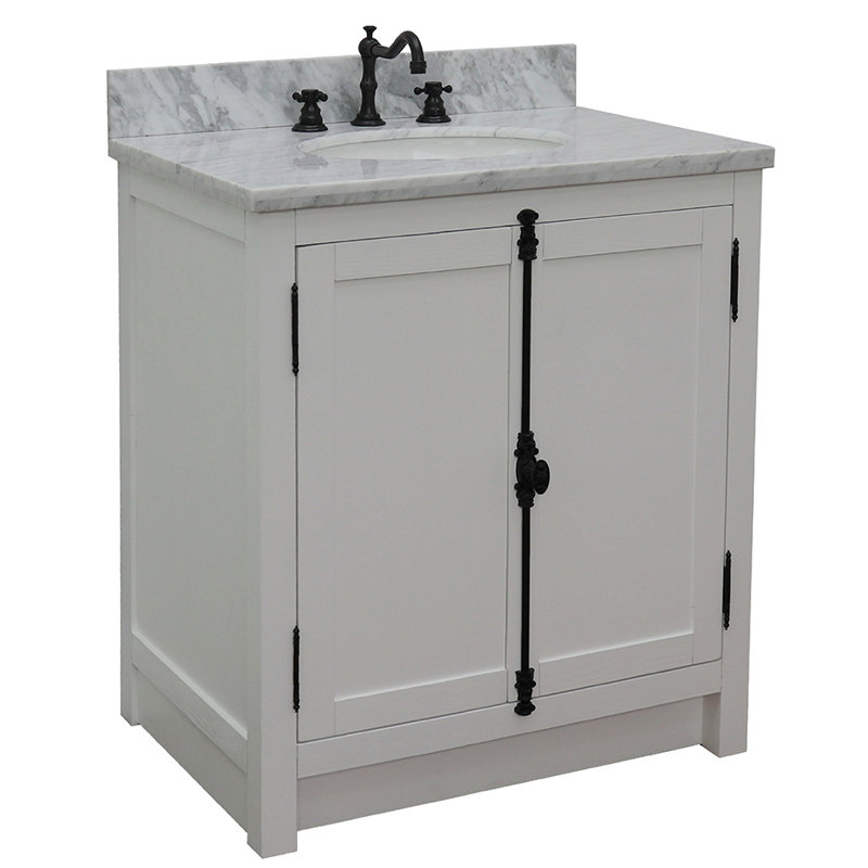 Zielke 31'' Single Bathroom Vanity with Top, Sage Gray, White Quartz