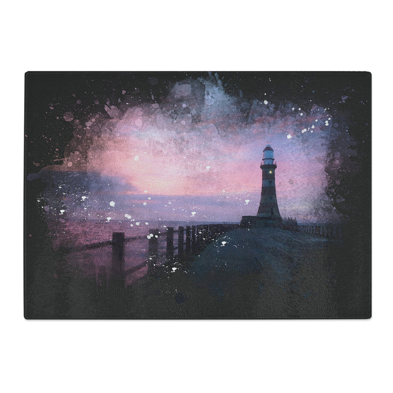 Lighthouse at Sunset Paint Splash Chopping Board, 28.5cm W x 39cm L