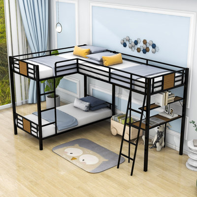 Reisinger Twin Over Twin & Twin Bunk Bed with Built-in-Desk