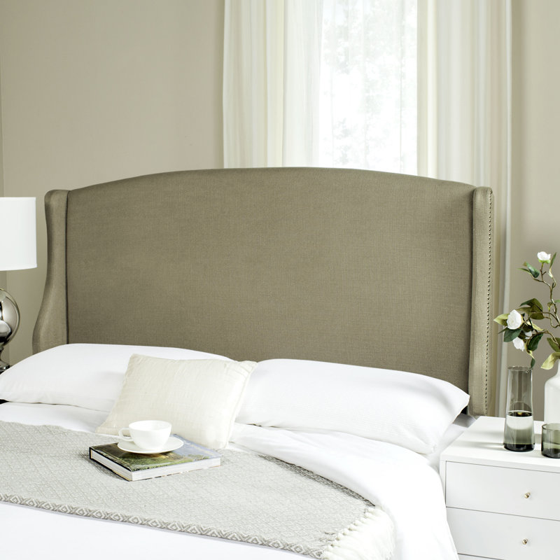 Hattiesburg Upholstered Headboard, Queen, Beige Viscose Blend