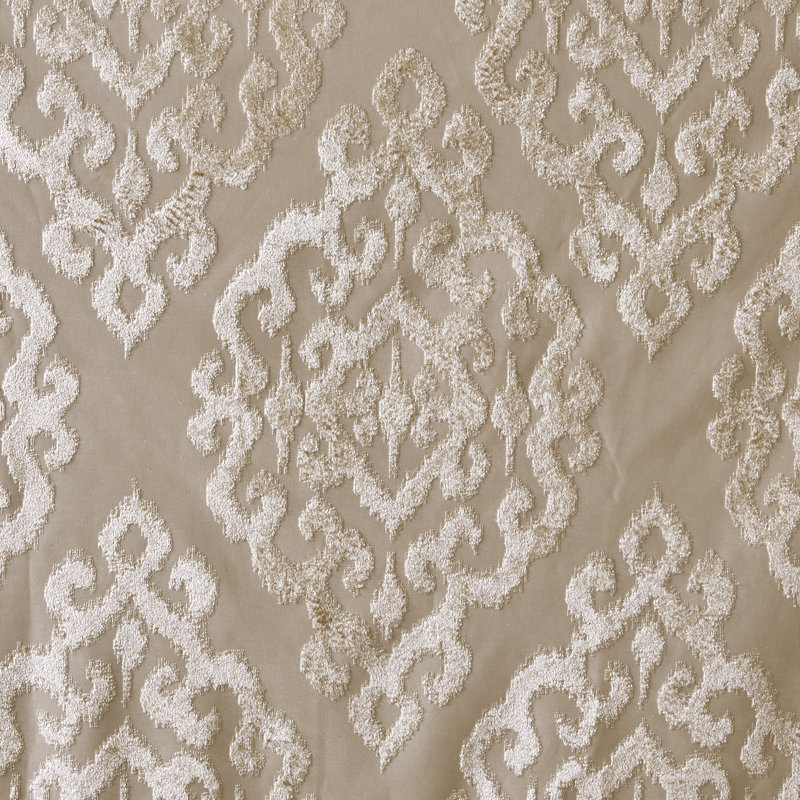 Champagne Jacquard Damask Blackout Grommet Top Drapes, 50 x 108 in
