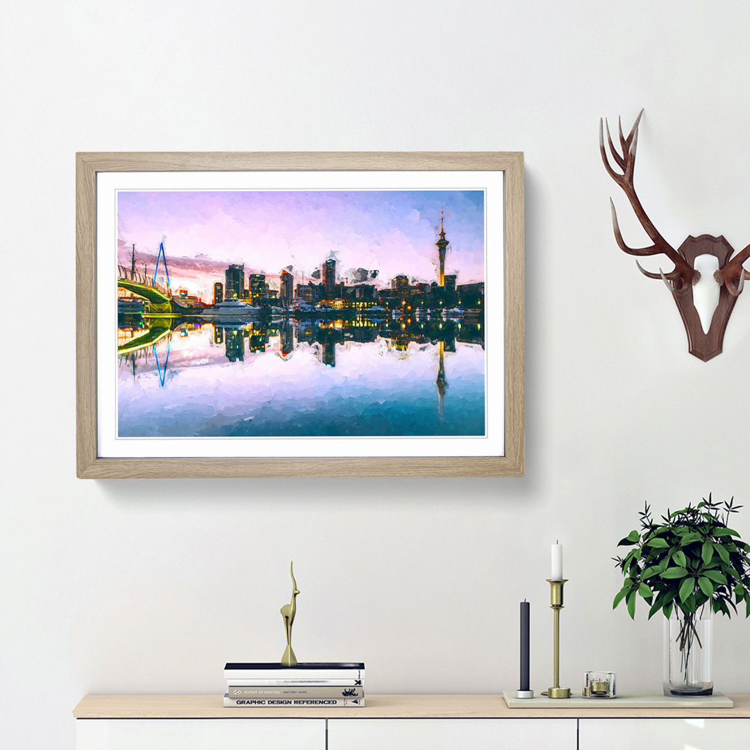 Auckland Skyline in New Zealand in Abstract - Picture Frame Painting Print