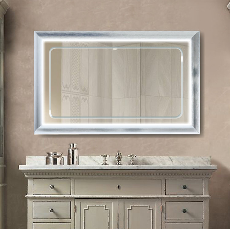 Cossette Metal Wall Mirror, 30" H x 48" W, Silver