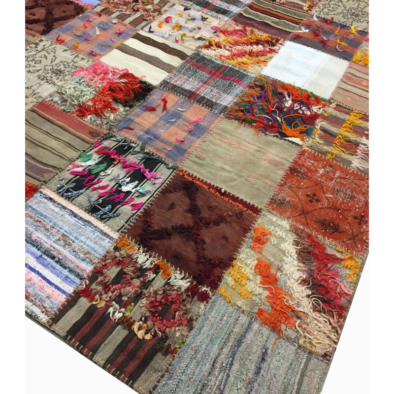 One-of-a-Kind 6'7" X 10' 1950s Wool Area Rug in Orange