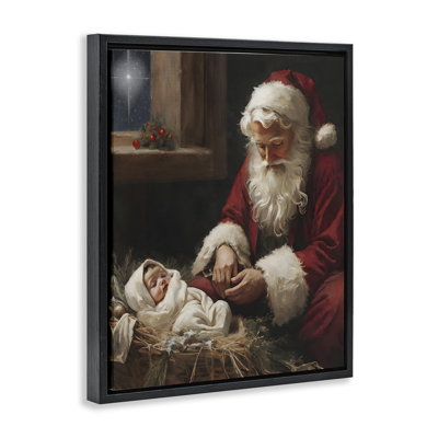 Santa Believes with Baby Jesus Floating Frame, design by Jo Moulton