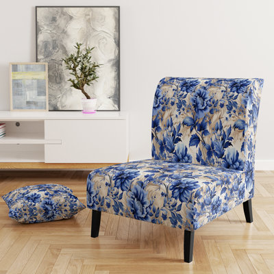 Rustic Victorian Brocade Victorian Pattern - Upholstered Floral Accent Chair Cottage Side Chair