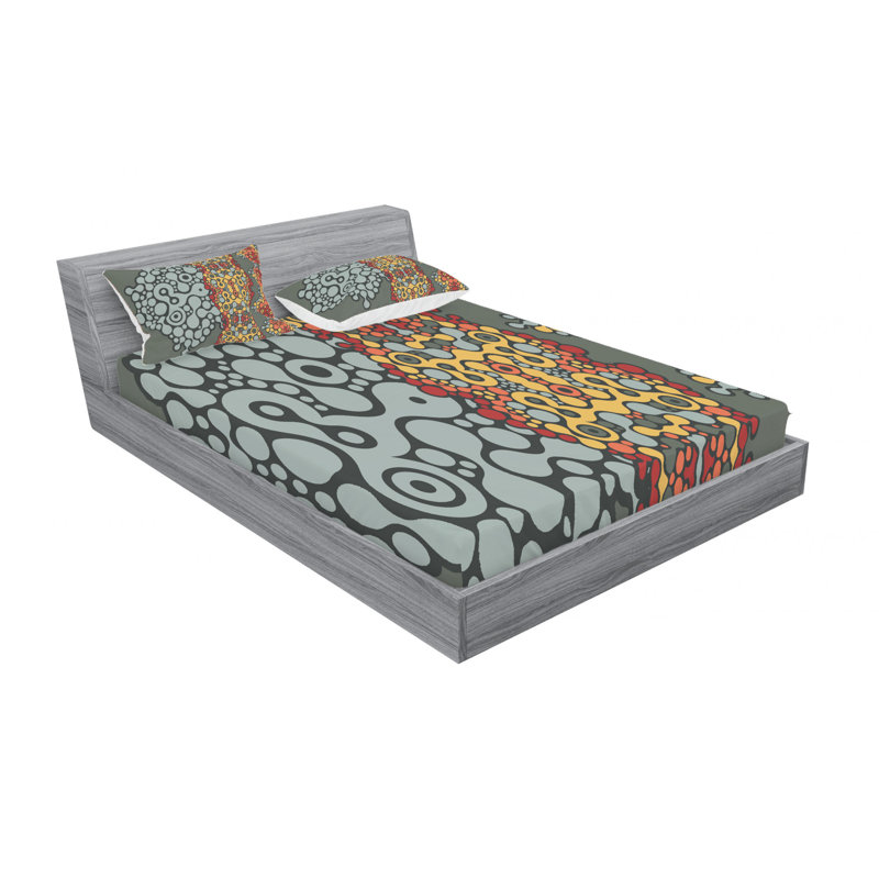 Microfiber Geometric Sheet Set, Full/Double Sheet Set with Fitted Sheet