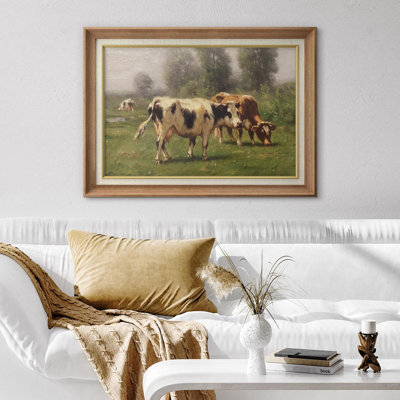 Vache animaux IDÉE4WALL, art mural encadré de qualité supérieure, pommes d'été sur une branche d'arbre, nature sauvage, illustrations, beaux-arts, décorations rustiques, rétro, antique, classique pour chambre à coucher, impression sur papier