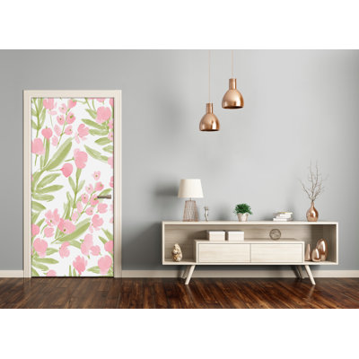 Pink Flowers Door Decal