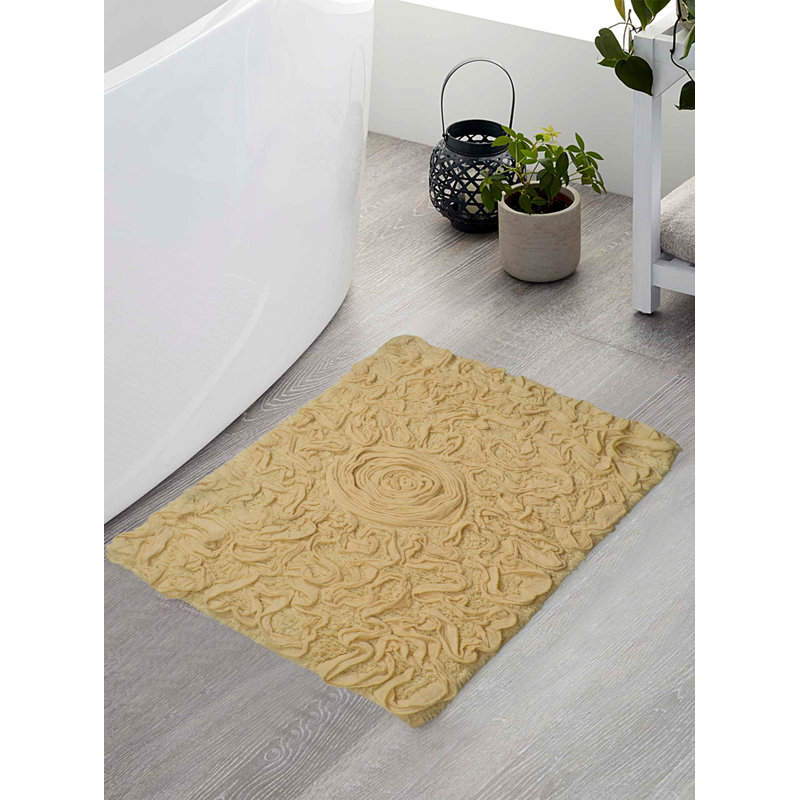 Skammel Cotton Non-Slip Bath Rug, Yellow