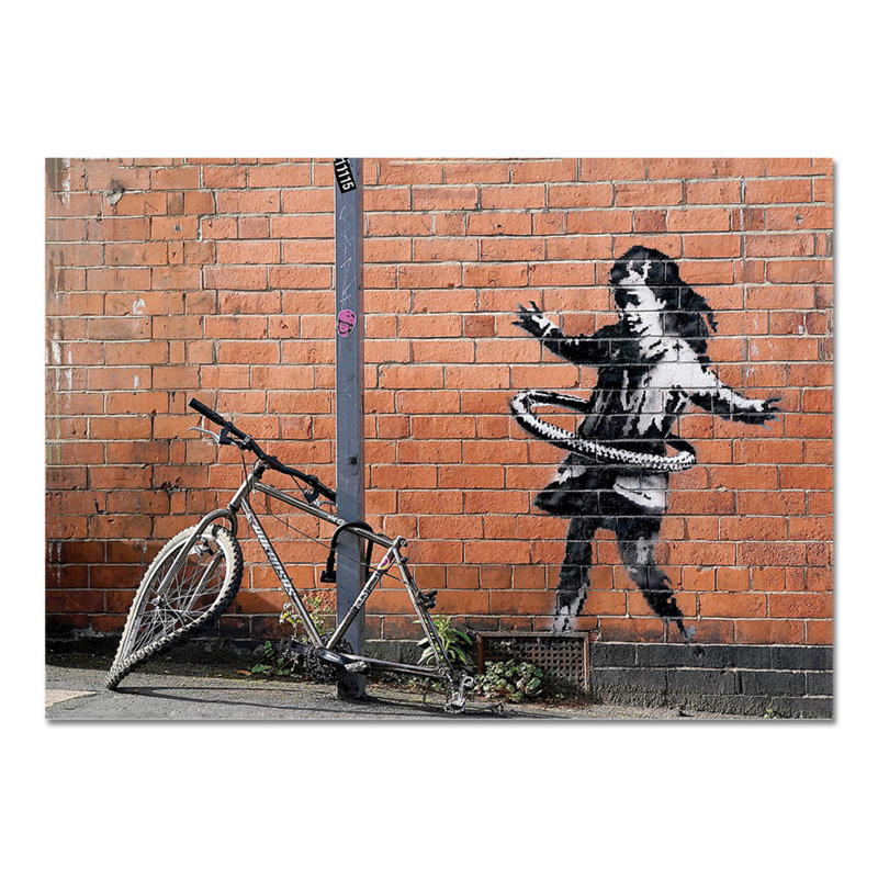Bambina Bicicletta Hula Hoop - Rectangle Print on Canvas, 70cm H x 100cm W
