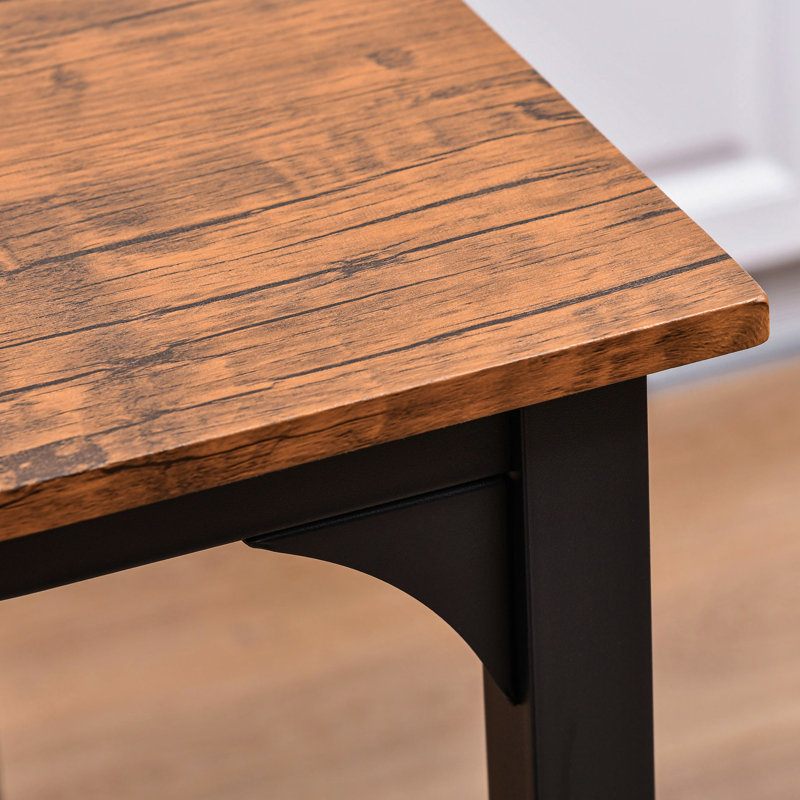 Configuration de table à 4 comptoirs, design industriel en noyer avec repose-pieds, fabrication en métal robuste, barre peu encombrante pour 4