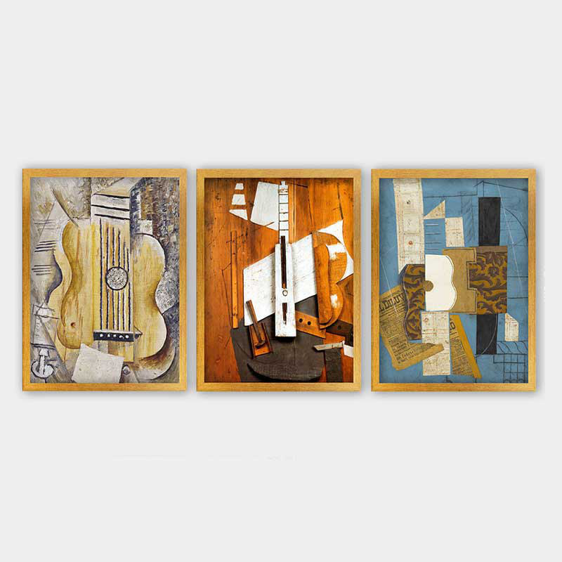 Superbe ensemble de peintures décoratives encadrées (3 pièces) de 21,7 po x 29,5 po chacune | Cadre 100% bois avec polystyrène de 0,8 pouce | Impression numérique UV | Parfait pour la décoration murale de salon, de bureau et de galerie