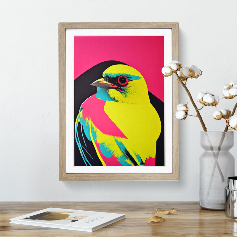 Technicolour Bird No.3 Abstract - Single Picture Frame Print, 46cm H x 34cm W x 2cm D, Oak Framed