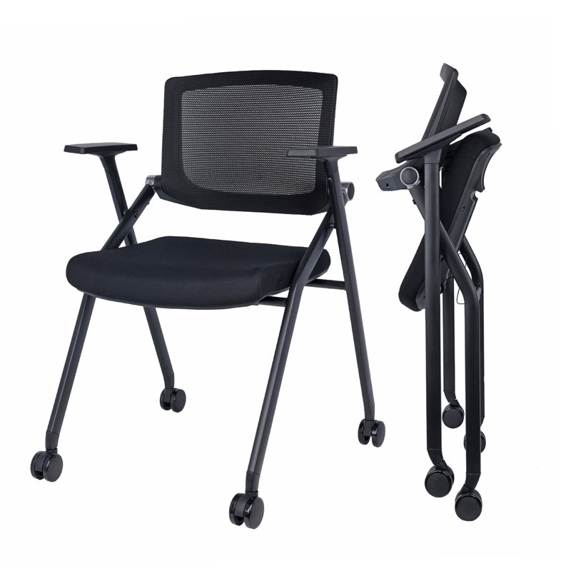 Chaise de bureau de conférence pliable, Noir mat
