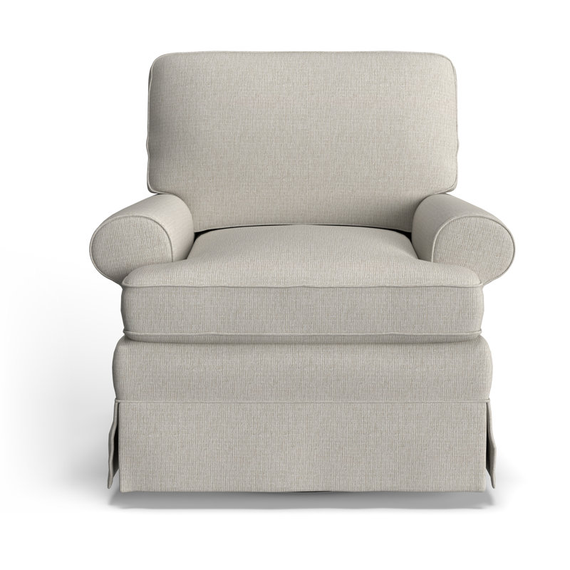 Upholstered Swivel Armchair, Radical Chalk Performance Chenille