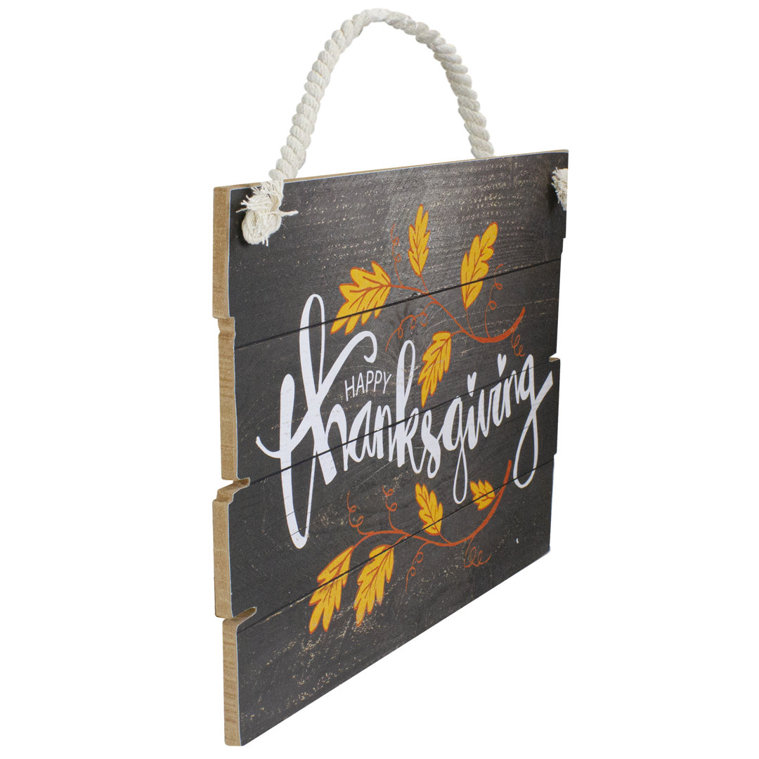 15" Wooden 'Happy Thanksgiving' Hanging Wall Sign Northlight Seasonal