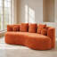 Canapé courbé recouvert de chenille moderne, canapé confortable généreusement rembourré avec une courbe sculpturale-1751219939-1751219949