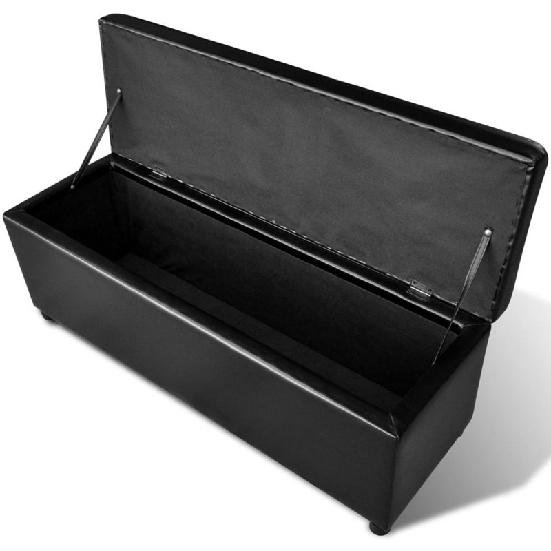 Banc de rangement à couvercle rabattable Miles, Noir, H 17,3 po x l 15,4 po x P 17,3 po