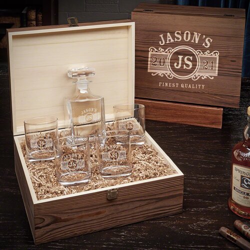 Charlton Home® Seo Personalized 5 Piece Whiskey Decanter Set | Wayfair