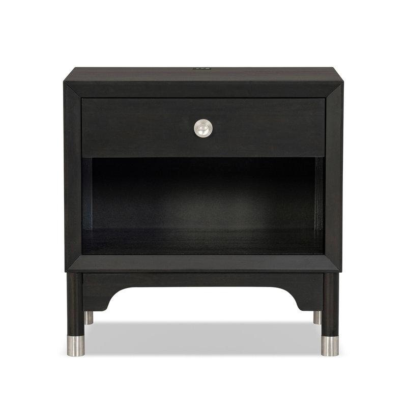 Table de chevet 1 tiroir avec lumière DEL et ports USB Oberlander