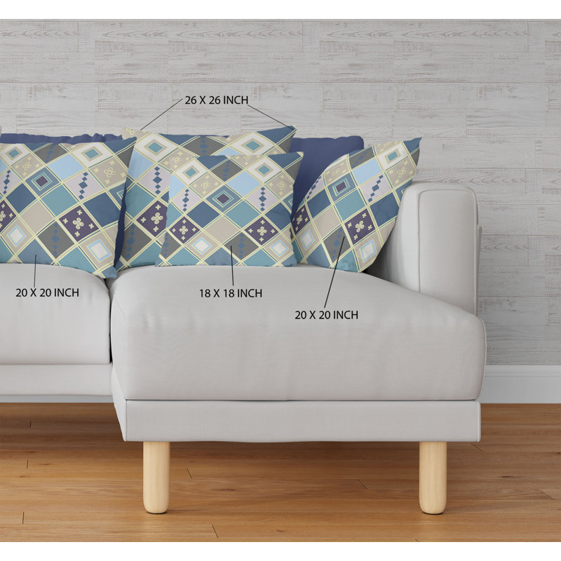  Housse et insert de coussin extérieur d'extérieur, 16 po x 16 po, Bleu/doré