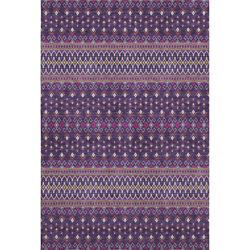 Premium Machine Washable Prisco Purple Rug, Rectangle 9' x 12'