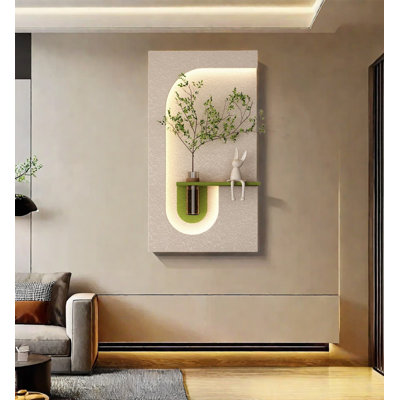 Plantes vertes hydroponiques de style crème avec décorations murales à DEL