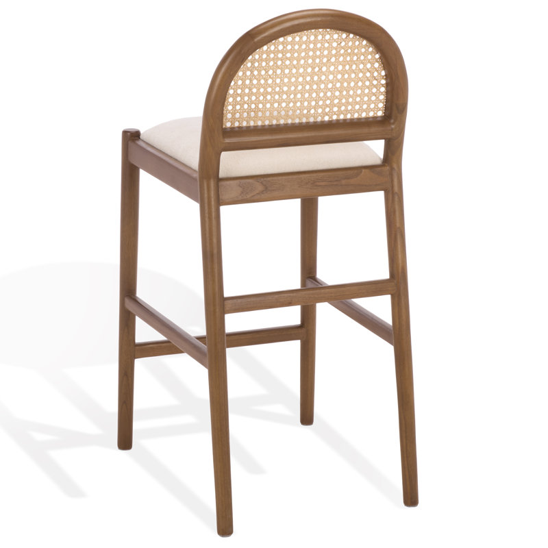 Laylie Rattan And Leather Counter Stool, Medium Oak/Boucle