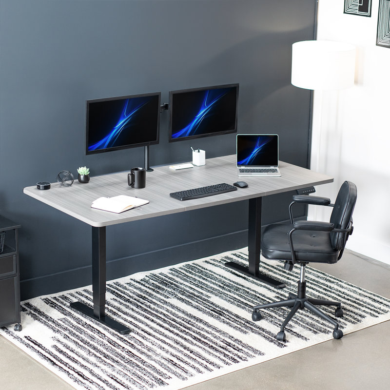 Poste de travail électrique 71 po x 30 po, série 2B7B, Dark Gray/Black, 25.4'' H x 71" W x 36'' D