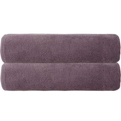 Set of Two Purple Turkish Cotton 70" X 40" Bath Sheet