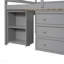 Lit mezzanine double bas avec cabinet, tablettes et bureau portatif à roulettes, lit multifonctionnel - gris-1498085415