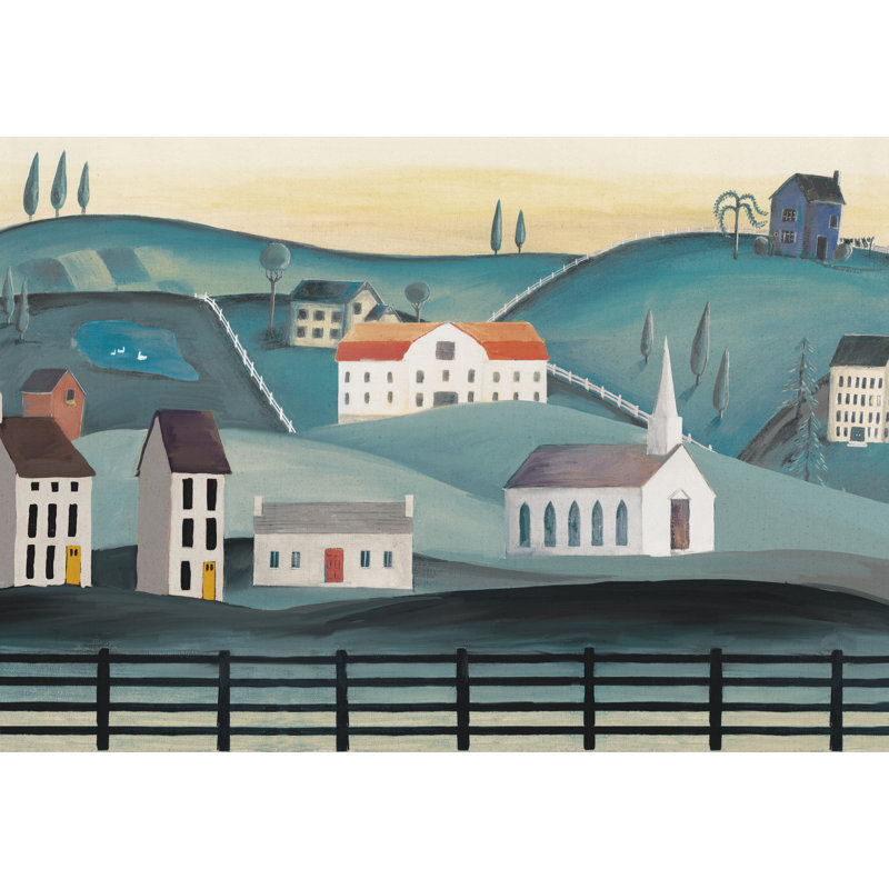 Primative Town 2 - Wrapped Canvas Painting, 30cm H x 46cm W x 3.8cm D