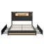 EU Double & King Upholstered Bed with Dual LED & Storage Headboard, 4 Pull-Out Drawers, Grey Linen, 140/160x200cm-1255135841