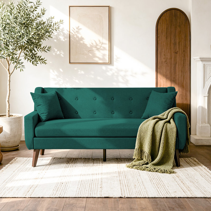 Causeuse Jaqueze, Mélange de lin bleu clair