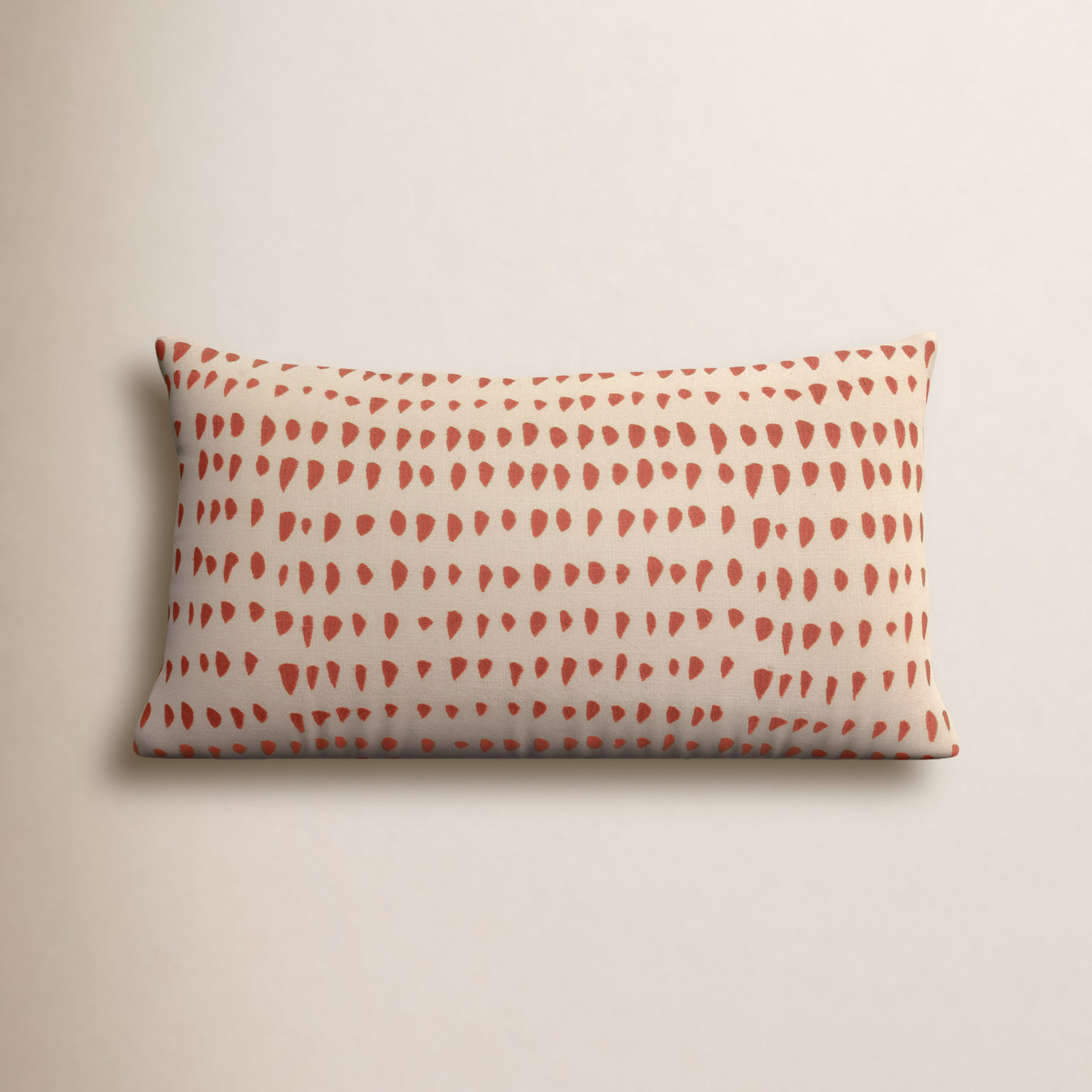 Fabray 26" x 14" Embroidered Throw Pillow, Coral/Natural