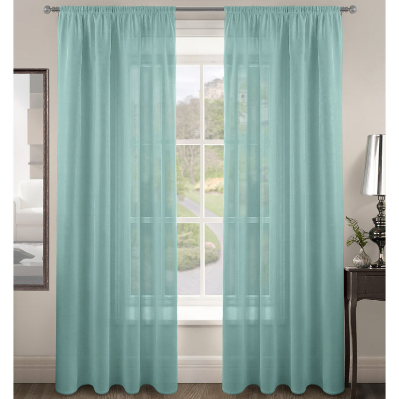 Kapellen Semi Sheer Curtain, 59cm Width x 54cm Drop, Teal