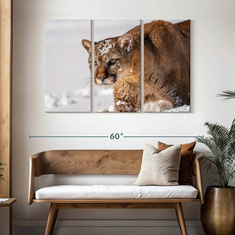 Brampt Lion Hunting In Winter, 32" H x 50" W