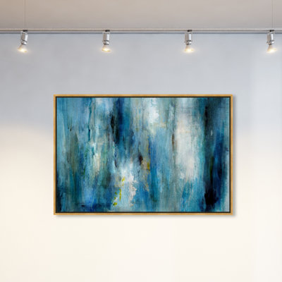 Abstrait bleu abondant / pluie blanche - Impression sur toile
